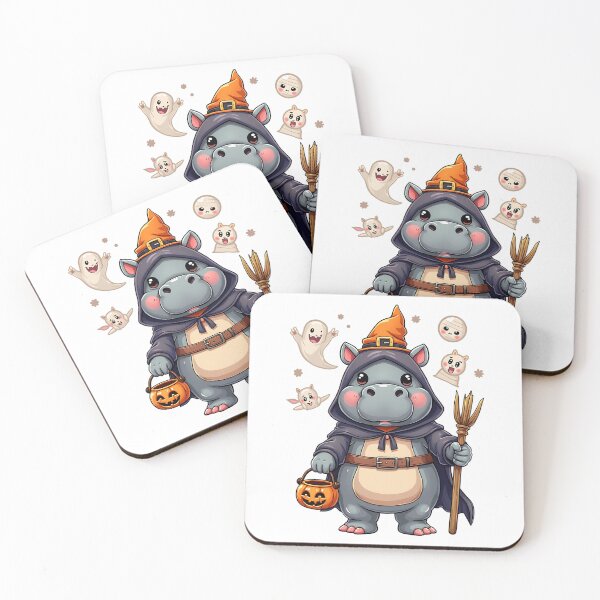 Item preview, Cute Hippo Halloween Witch Costume Ghosts Pumpkin Spooky Art designed and sold by ArtDesignTp.