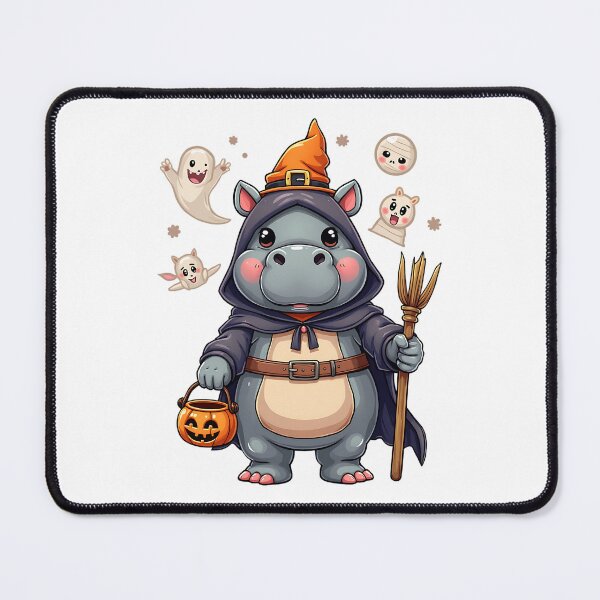 Item preview, Cute Hippo Halloween Witch Costume Ghosts Pumpkin Spooky Art designed and sold by ArtDesignTp.