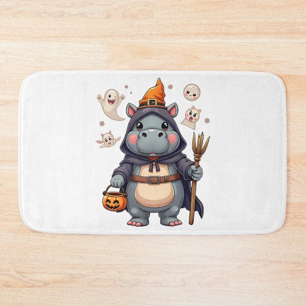 Item preview, Cute Hippo Halloween Witch Costume Ghosts Pumpkin Spooky Art designed and sold by ArtDesignTp.