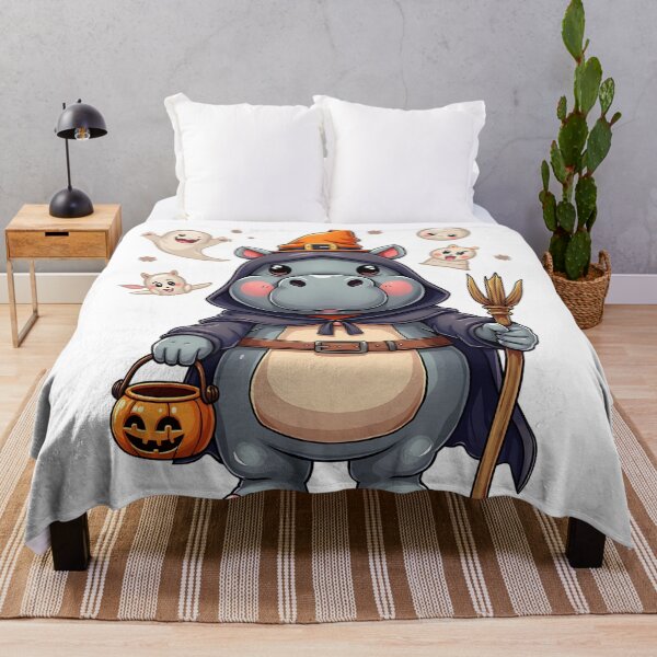 Item preview, Cute Hippo Halloween Witch Costume Ghosts Pumpkin Spooky Art designed and sold by ArtDesignTp.