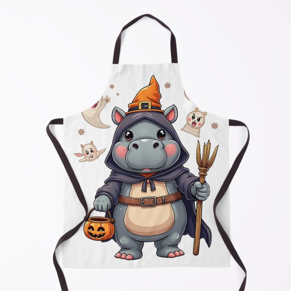Item preview, Cute Hippo Halloween Witch Costume Ghosts Pumpkin Spooky Art designed and sold by ArtDesignTp.