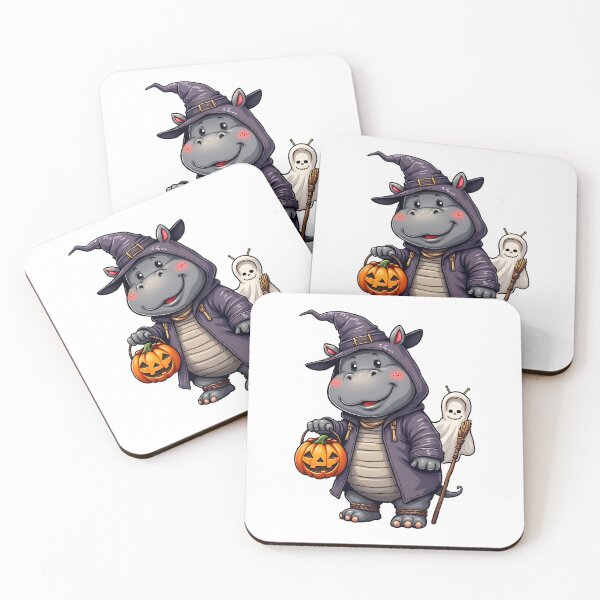 Item preview, Cute Hippo Halloween Witch Costume Pumpkin Ghost Spooky Art designed and sold by ArtDesignTp.