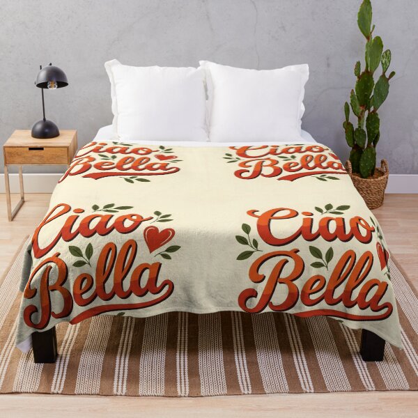 Item preview, Ciao Bella – Romantic Italian Phrase with Heart and Leaf Design designed and sold by EmeraldeaArt.