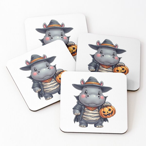 Item preview, Cute Hippo Halloween Mummy Witch Costume Pumpkin Spooky Art designed and sold by ArtDesignTp.