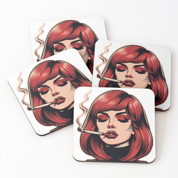 Item preview, Cool Redhead Smoking in Retro Comic Style with Closed Eyes. designed and sold by Spark2Seduction.