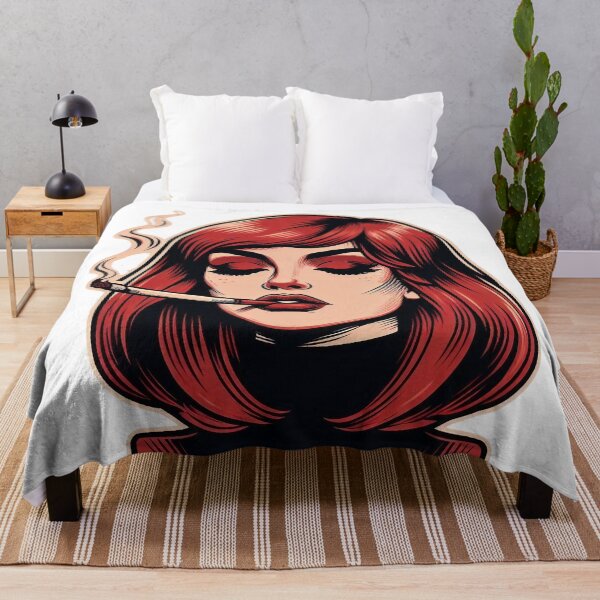 Item preview, Cool Redhead Smoking in Retro Comic Style with Closed Eyes. designed and sold by Spark2Seduction.