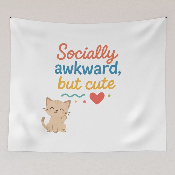 Item preview, Socially Awkward but Cute - Funny Cat Design designed and sold by Mitosha2.