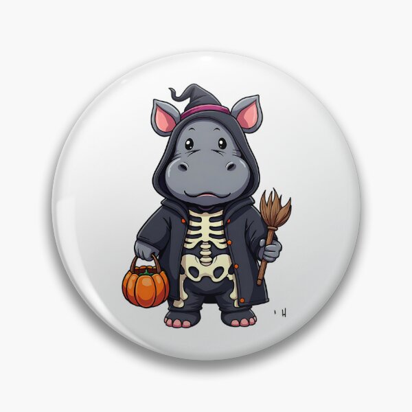 Item preview, Cute Hippo Halloween Skeleton Witch Costume Pumpkin Spooky Art designed and sold by ArtDesignTp.