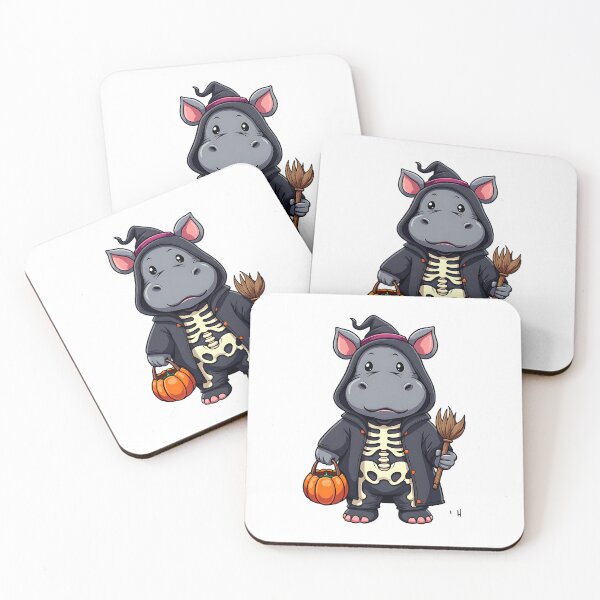 Item preview, Cute Hippo Halloween Skeleton Witch Costume Pumpkin Spooky Art designed and sold by ArtDesignTp.