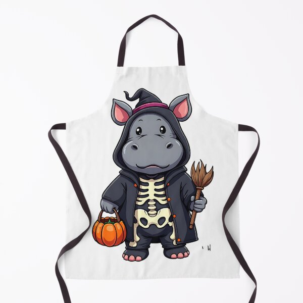 Item preview, Cute Hippo Halloween Skeleton Witch Costume Pumpkin Spooky Art designed and sold by ArtDesignTp.