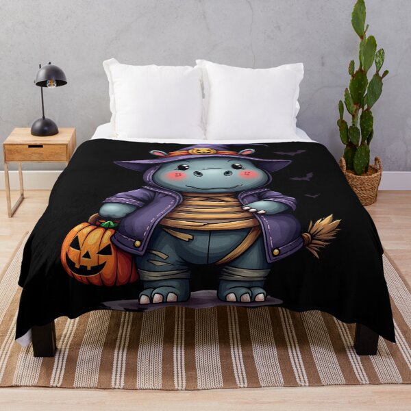 Item preview, Cute Hippo Halloween Mummy Witch Costume Pumpkin Spooky Art designed and sold by ArtDesignTp.