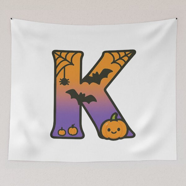 Item preview, Halloween Letter K – Cute Kawaii Cartoon with Spooky Details designed and sold by PrintCreations9.