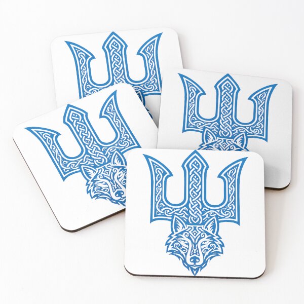 Item preview, Veles symbol with a wolf, Veles' trident, blue - Slavic trident, ornament, wolf spirit designed and sold by Myth-LegendArt.