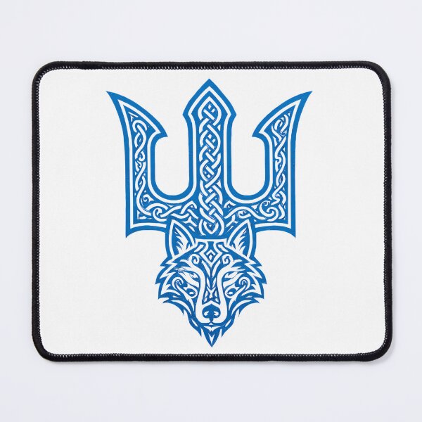 Item preview, Veles symbol with a wolf, Veles' trident, blue - Slavic trident, ornament, wolf spirit designed and sold by Myth-LegendArt.