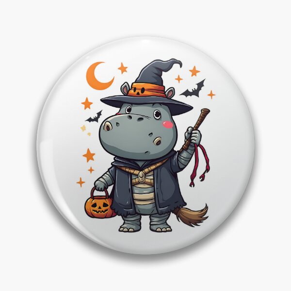 Item preview, Cute Hippo Halloween Mummy Witch Costume Pumpkin Spooky Night Art designed and sold by ArtDesignTp.
