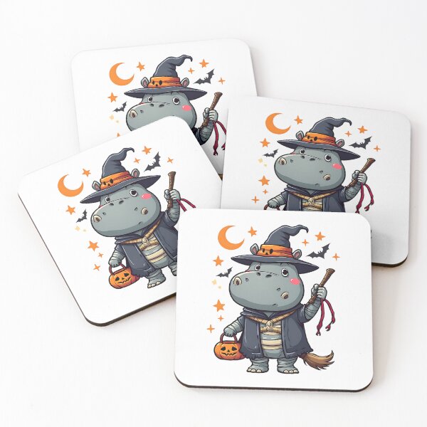 Item preview, Cute Hippo Halloween Mummy Witch Costume Pumpkin Spooky Night Art designed and sold by ArtDesignTp.