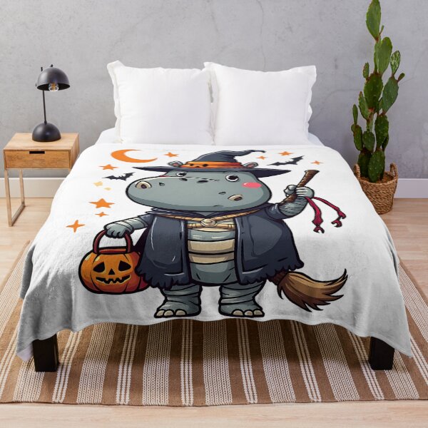 Item preview, Cute Hippo Halloween Mummy Witch Costume Pumpkin Spooky Night Art designed and sold by ArtDesignTp.