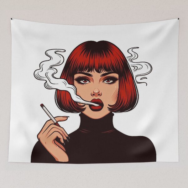 Item preview, Fiery Redhead with Intense Gaze Smoking – Retro Comic Chic. designed and sold by Spark2Seduction.