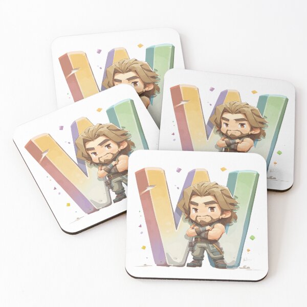 Item preview, Cute Strong Man in Front of Giant Letter W Illustration designed and sold by JunsH.