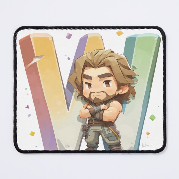 Item preview, Cute Strong Man in Front of Giant Letter W Illustration designed and sold by JunsH.