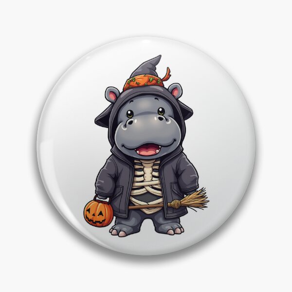Item preview, Cute Hippo Halloween Skeleton Witch Costume Pumpkin Spooky Art designed and sold by ArtDesignTp.
