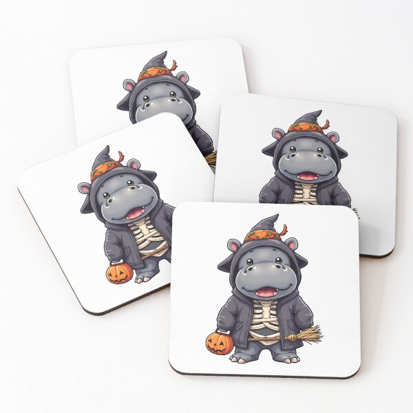 Item preview, Cute Hippo Halloween Skeleton Witch Costume Pumpkin Spooky Art designed and sold by ArtDesignTp.