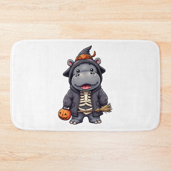Item preview, Cute Hippo Halloween Skeleton Witch Costume Pumpkin Spooky Art designed and sold by ArtDesignTp.