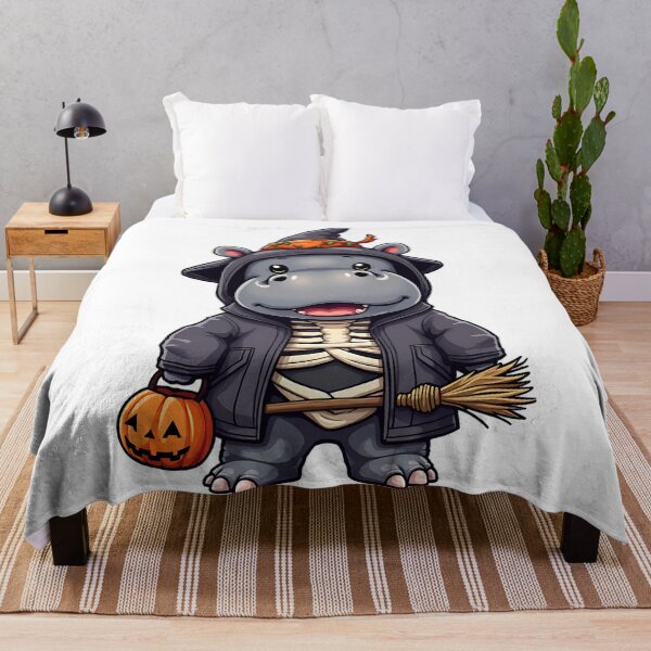 Item preview, Cute Hippo Halloween Skeleton Witch Costume Pumpkin Spooky Art designed and sold by ArtDesignTp.