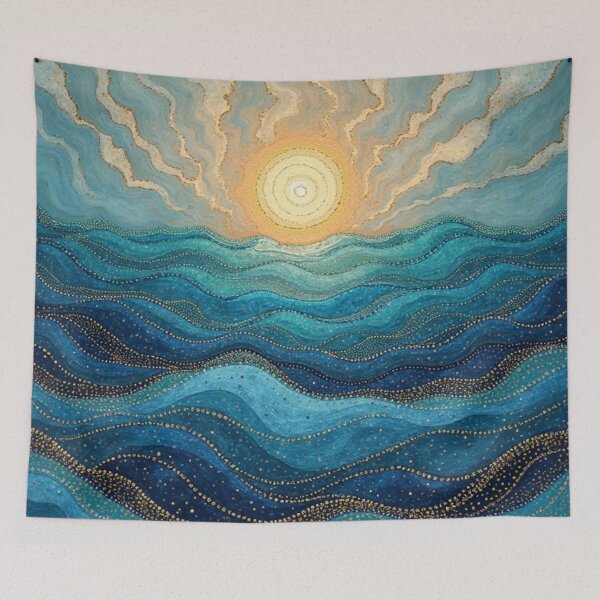 Item preview, Aboriginal Inspired Dot Art - Full Sun On The Ocean designed and sold by GrinGalore.