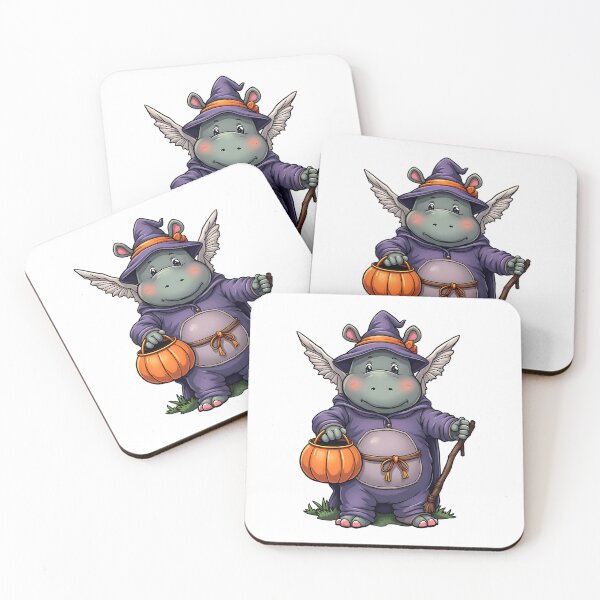 Item preview, Cute Hippo Halloween Witch Costume Pumpkin Wings Spooky Art designed and sold by ArtDesignTp.