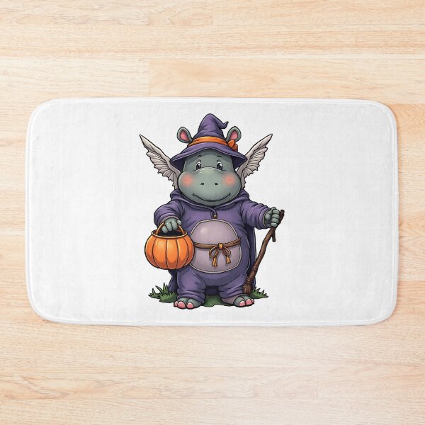 Item preview, Cute Hippo Halloween Witch Costume Pumpkin Wings Spooky Art designed and sold by ArtDesignTp.