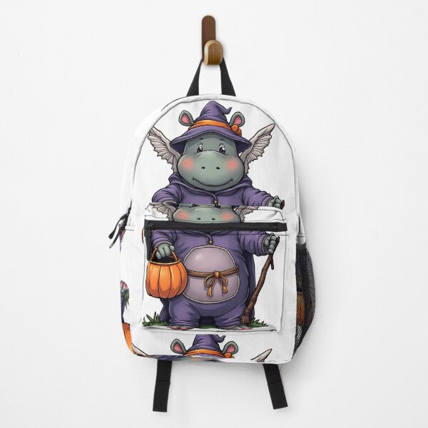 Item preview, Cute Hippo Halloween Witch Costume Pumpkin Wings Spooky Art designed and sold by ArtDesignTp.