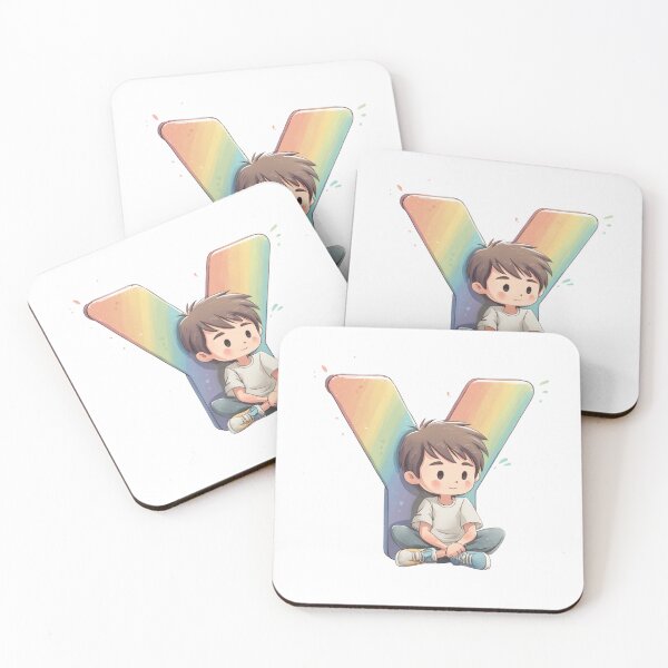 Item preview, Cute Boy Sitting in Front of Giant Letter Y Illustration designed and sold by JunsH.
