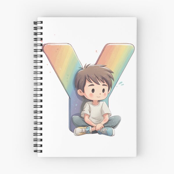 Item preview, Cute Boy Sitting in Front of Giant Letter Y Illustration designed and sold by JunsH.