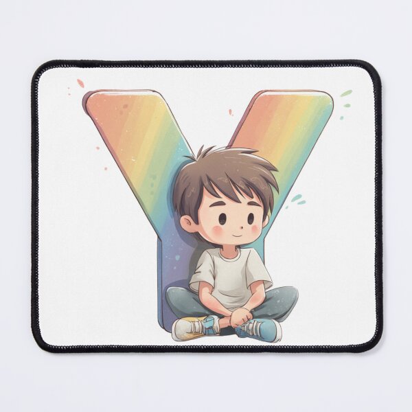 Item preview, Cute Boy Sitting in Front of Giant Letter Y Illustration designed and sold by JunsH.