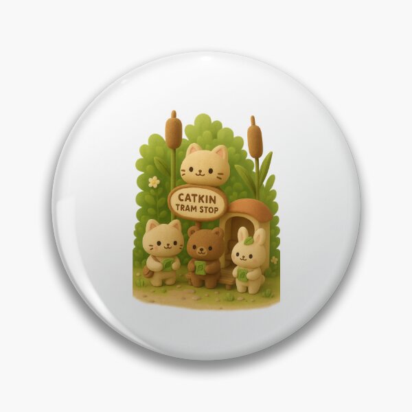 Item preview, Cute Catkin Tram Stop Animal Commuters | Kawaii Cottagecore Nature Fantasy Art designed and sold by Moons Studio.