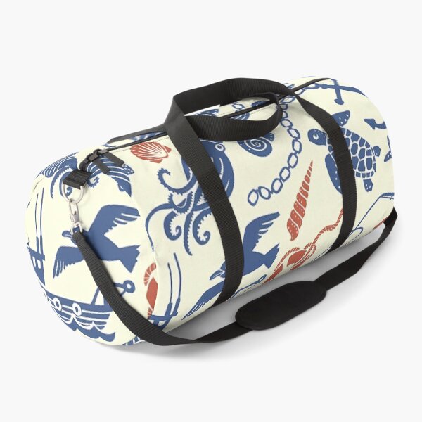 Item preview, Playful Nautical Pattern – Sailors, Boats, and Sea Creatures in Blue and Red designed and sold by darkskinbender.