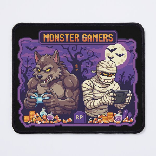 Item preview, Gamer Monsters - Werewolf and Mummy pixel art Halloween retro designed and sold by charlypicazo.