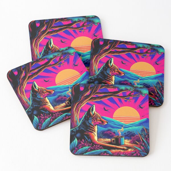 Item preview, cute jackal coffee and sunset designed and sold by Dogandesighn.