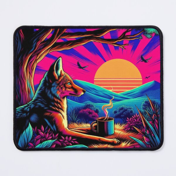 Item preview, cute jackal coffee and sunset designed and sold by Dogandesighn.