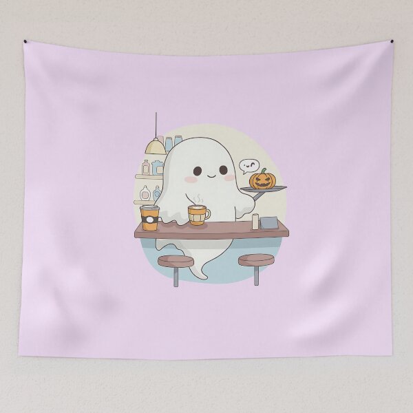 Item preview, Cute Gothic Ghost Barista with Pumpkin Spice Latte designed and sold by Itsheartshop.