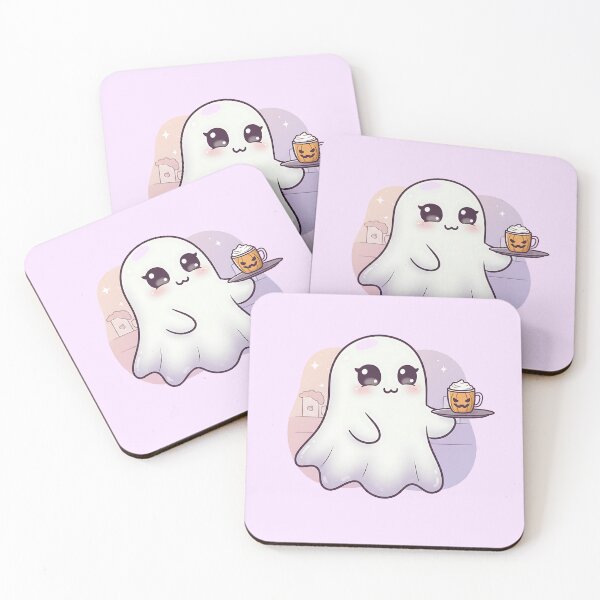 Item preview, Kawaii Gothic Ghost Barista with Pumpkin Spice Latte designed and sold by Itsheartshop.