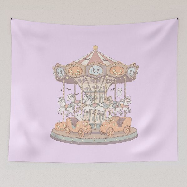 Item preview, Pastel Haunted Carousel with Cute Ghost Horses designed and sold by Itsheartshop.