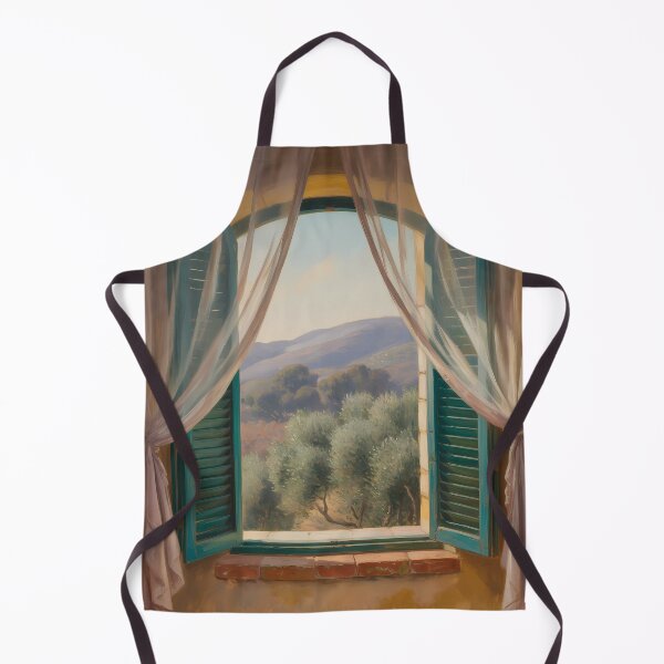 Item preview, Mediterranean Balcony View – Olive Grove Countryside Impressionist Window Scene designed and sold by Ledadi.
