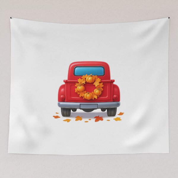 Item preview, Truck Bed with Pumpkin Wreath – Autumn Harvest Scene designed and sold by PrintCreations9.