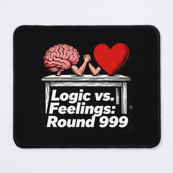 Item preview, Funny Brain vs Heart Cartoon Illustration – Logic vs Feelings Round 999 – Emotional vs Rational Humor Design designed and sold by C.Kav.Art.