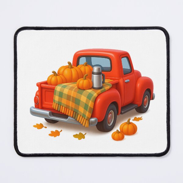 Item preview, Truck with Plaid Blanket and Mini Pumpkins – Cozy Autumn Scene designed and sold by PrintCreations9.