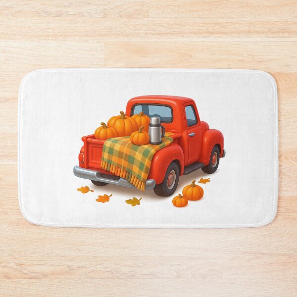 Item preview, Truck with Plaid Blanket and Mini Pumpkins – Cozy Autumn Scene designed and sold by PrintCreations9.