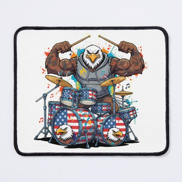 Item preview, American Eagle Drummer – Patriotic Rock Cartoon Animal Music Design designed and sold by hn79.
