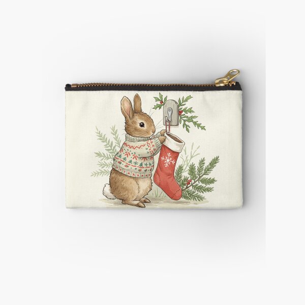 Item preview, Cozy Christmas Bunny Hanging a Holiday Stocking designed and sold by Pasteltone.
